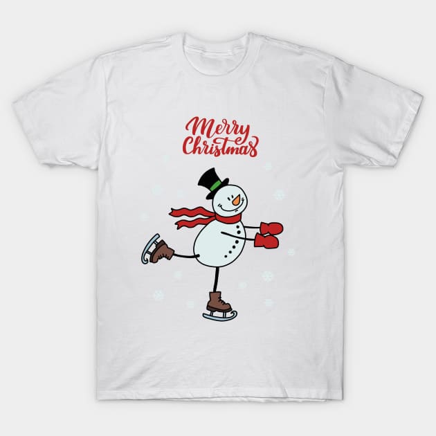 Ice Skating Snowman T-Shirt by valentinahramov